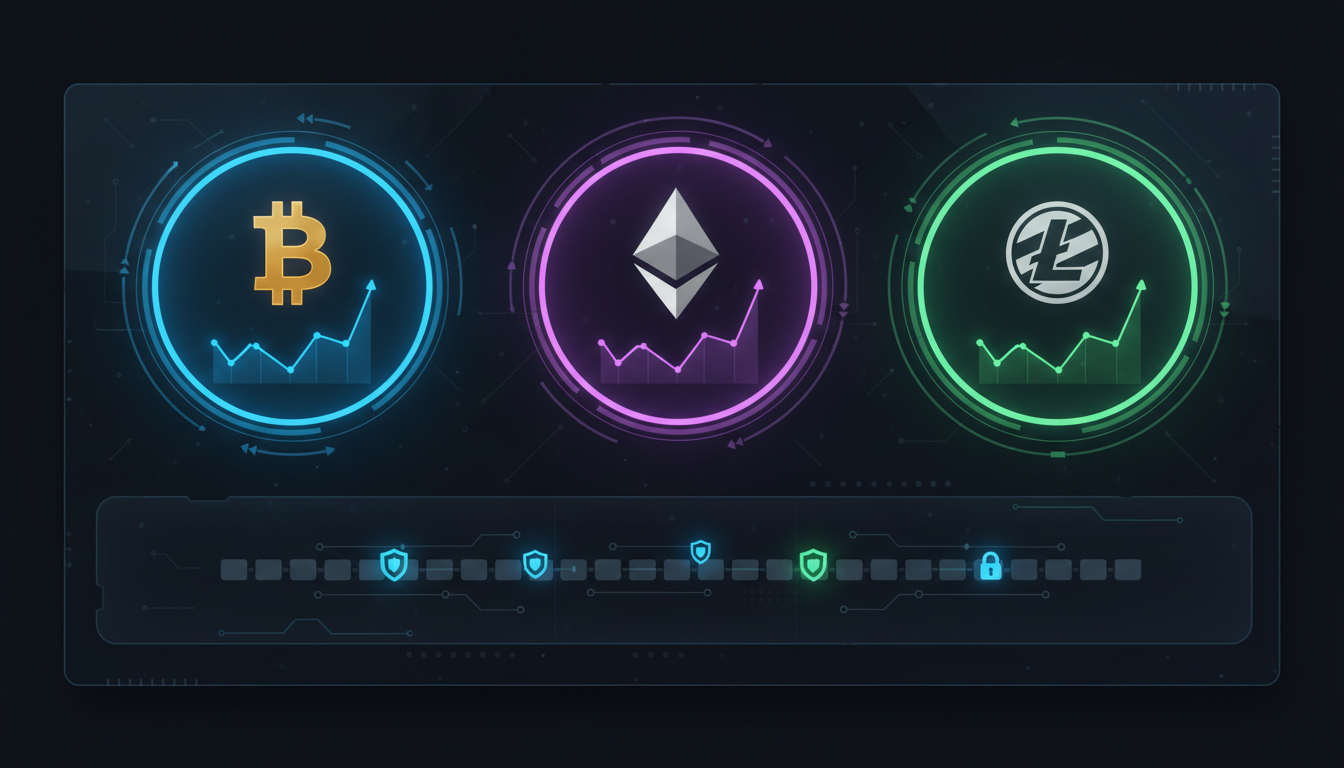 Nowoczesny interfejs kasyna z ikonami kryptowalut